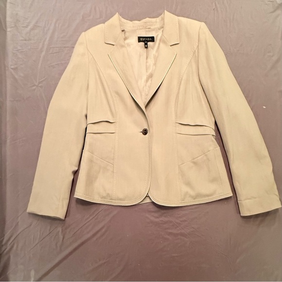 Escada Linen Cream Pleat back Blazer/Jacket Size 44/XL MSRP $325 - Picture 8 of 15